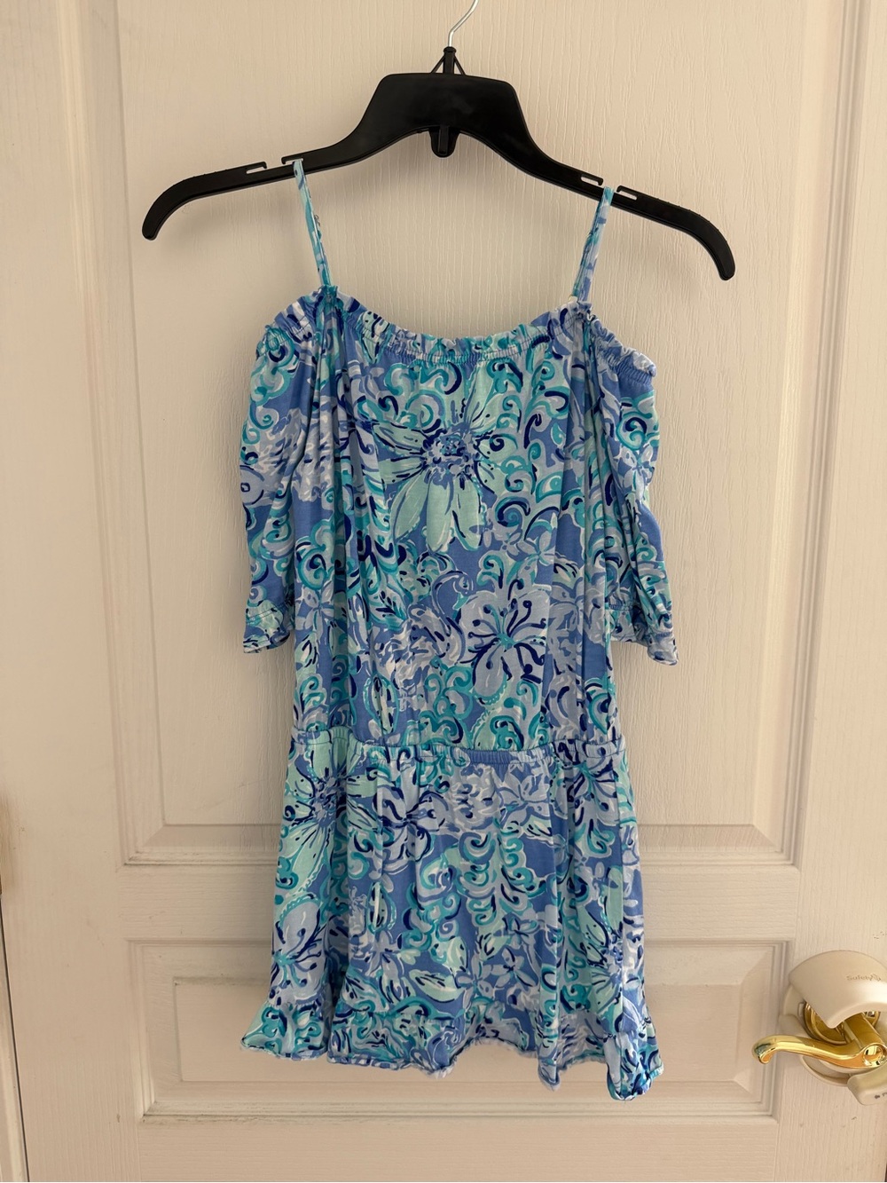 Lilly Pulitzer Aqua & Blue Floral Cold-Shoulder Mini Dress